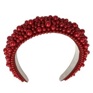 OLA. Beaded Headband in Red